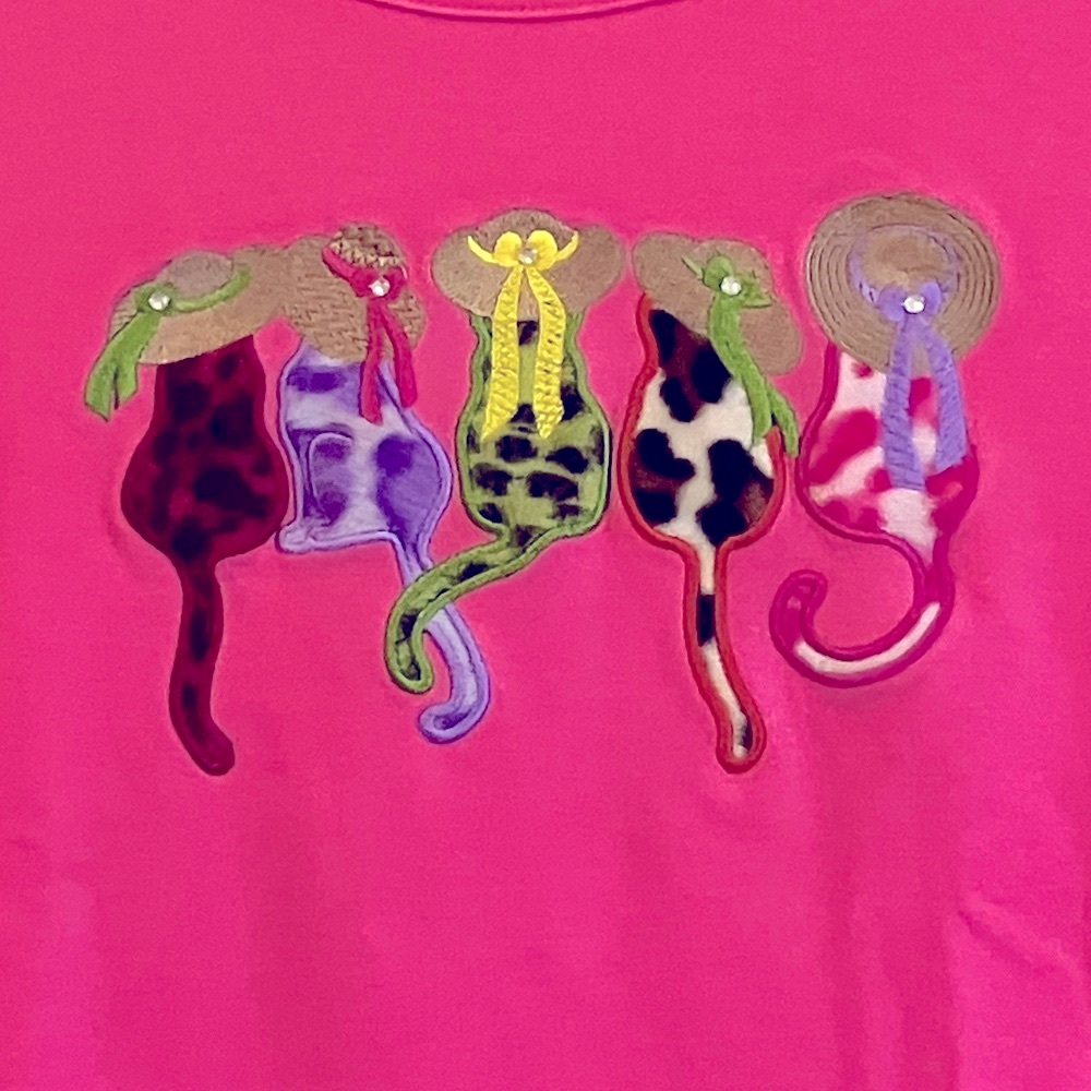 Pink Cotton Shirt with Cat Design